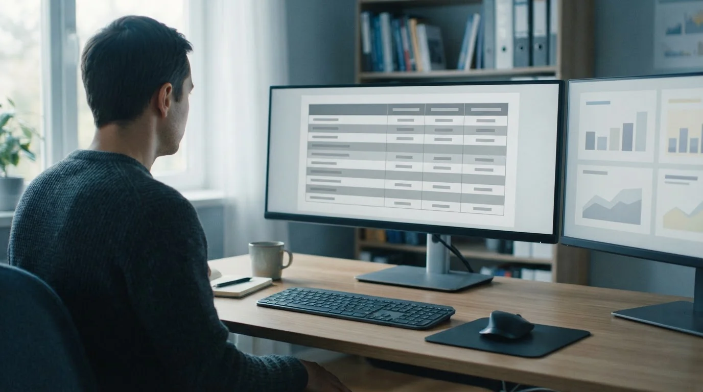 Vergleichstabelle von Wettanbietern auf Computerbildschirm mit neutralen Datenspalten