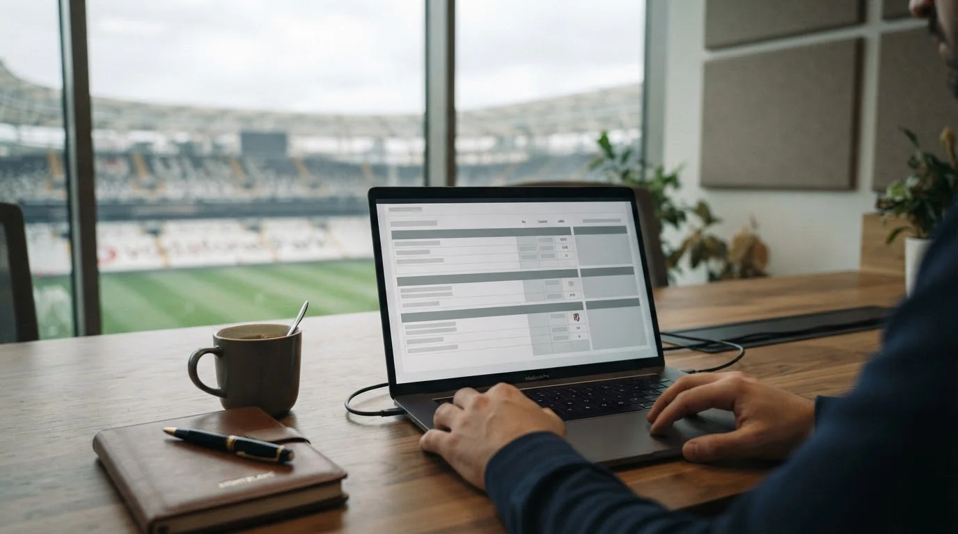 Laptop mit Wettvergleich für türkische Süper Lig auf dem Bildschirm