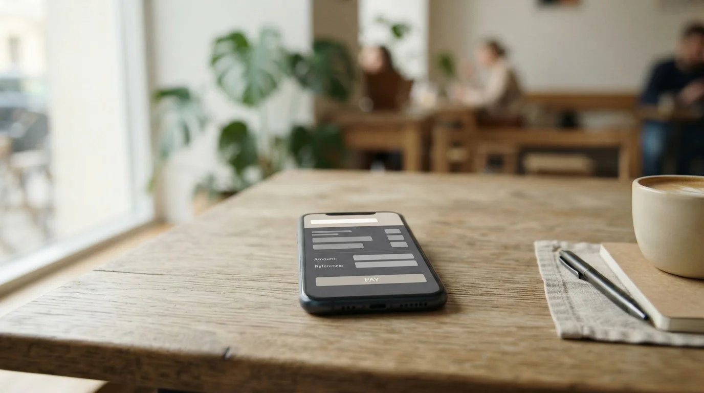 Smartphone zeigt neutrale Zahlungsschnittstelle für Bareinzahlung bei Wettanbietern