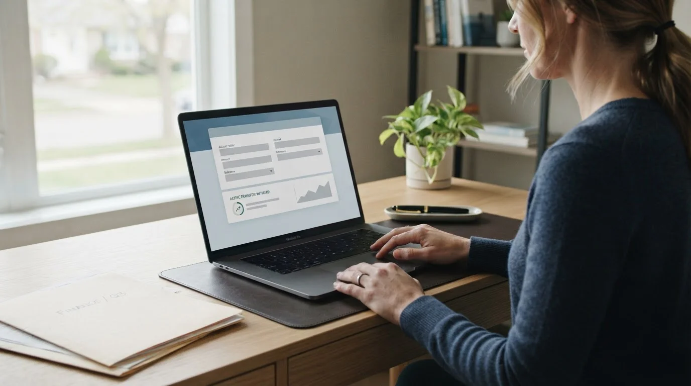 Laptop mit Banking-Schnittstelle für Sportwetten-Einzahlungen per SEPA-Überweisung