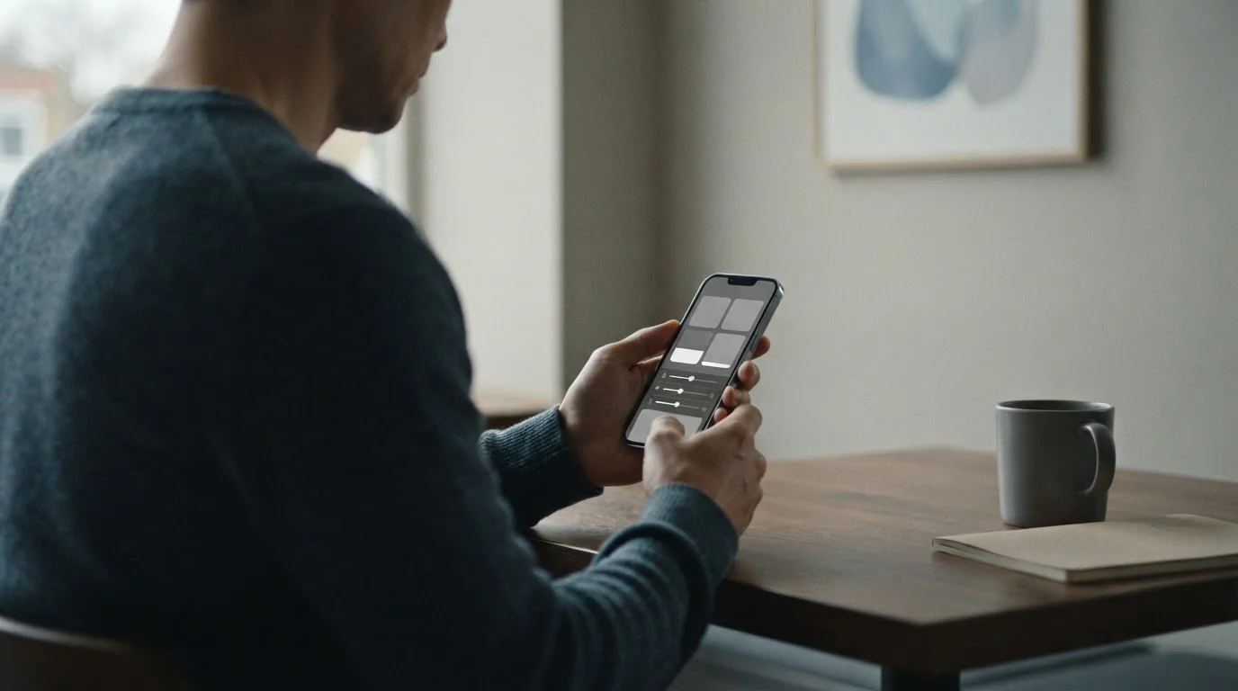 Person setzt Einsatzlimit auf dem Smartphone zur verantwortungsvollen Budgetkontrolle