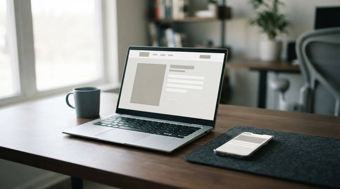 Laptop und Smartphone auf einem Schreibtisch, die Zahlungsoptionen bei Wettanbietern zeigen