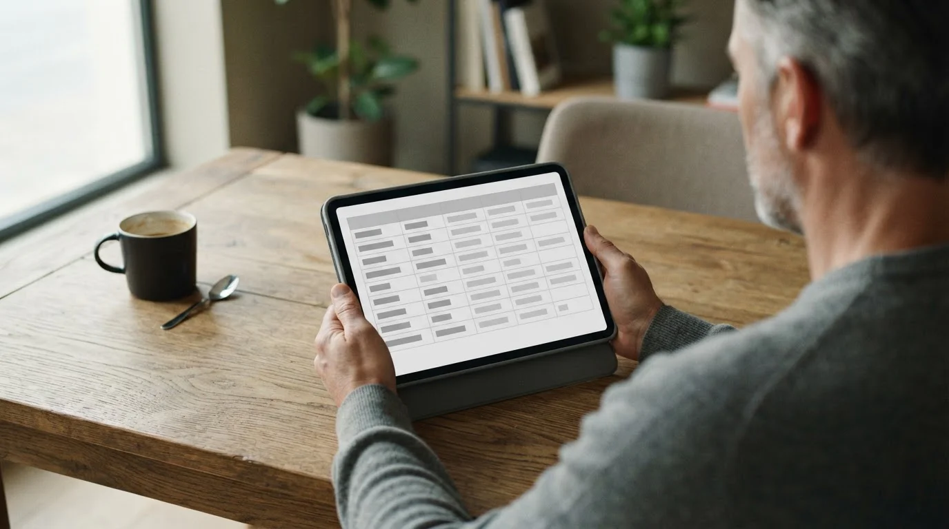 Vergleichstabelle verschiedener lizenzierter Wettanbieter auf Tablet-Bildschirm