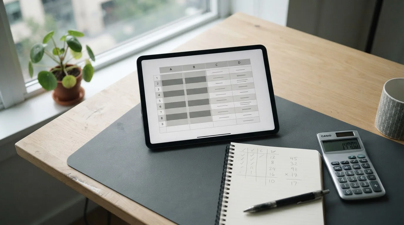 Neutraler Arbeitsplatz mit Tablet und Notizen zur Analyse neuer Buchmacher