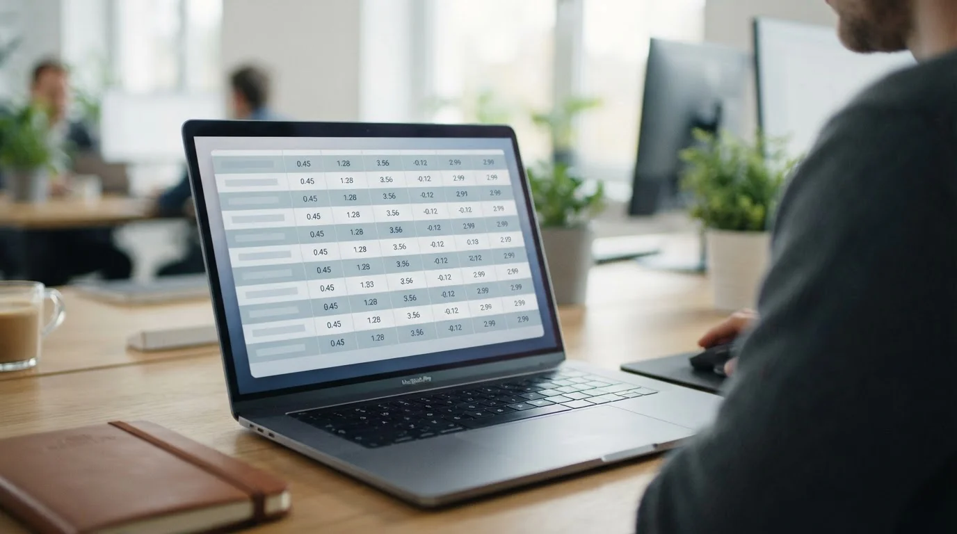 Laptop-Bildschirm mit Vergleichstabelle von Wettquoten verschiedener Sportarten