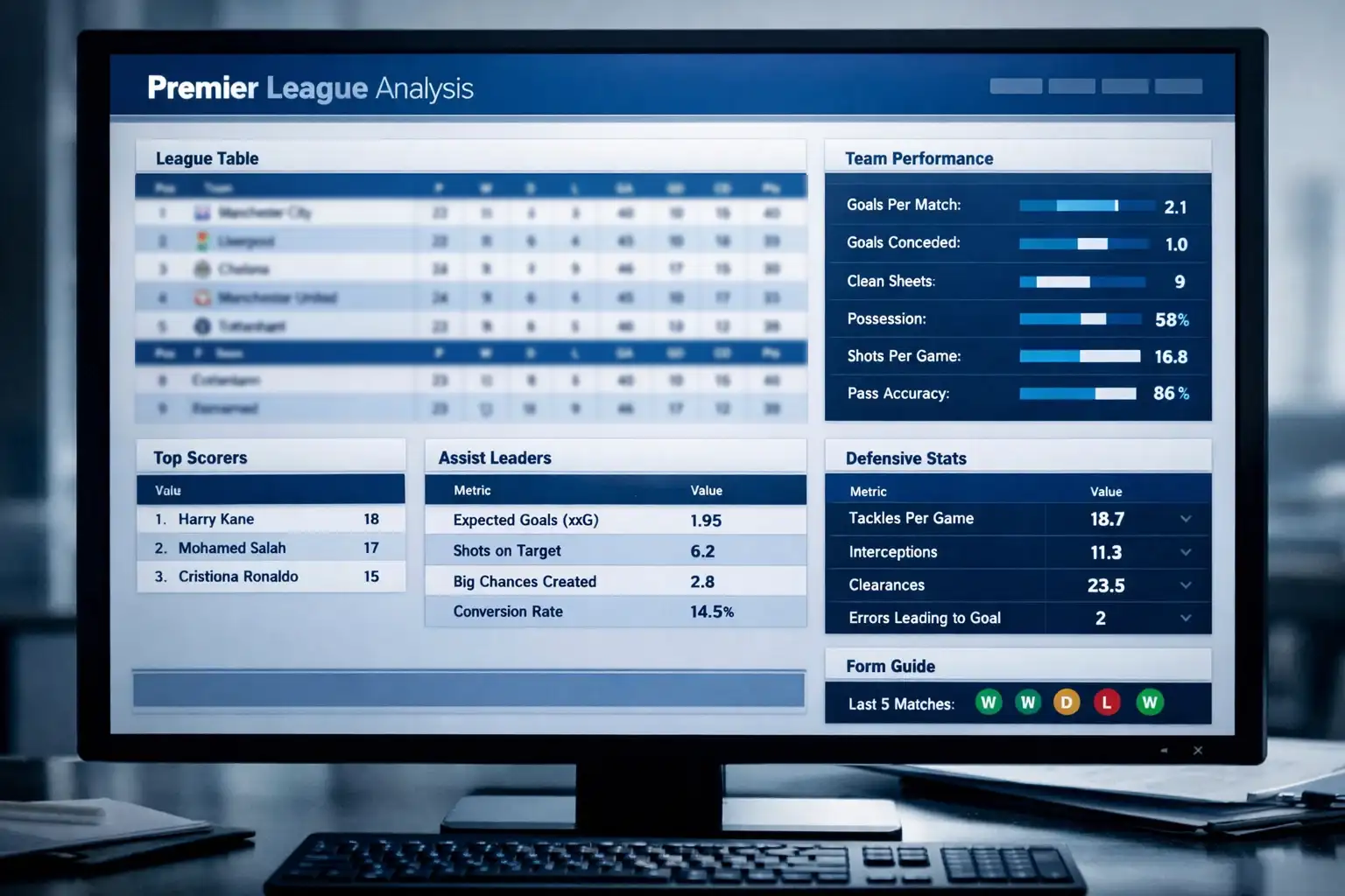 Fokussierte Analyse einer einzelnen Fussballliga mit detaillierten Statistiken