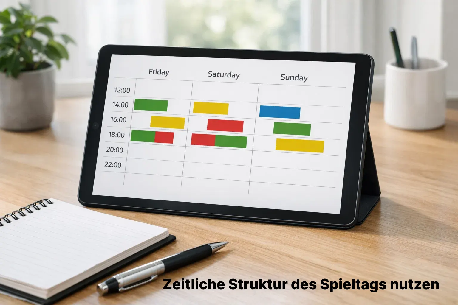 Wochenendplan mit Fussballspielen von Freitag bis Sonntag