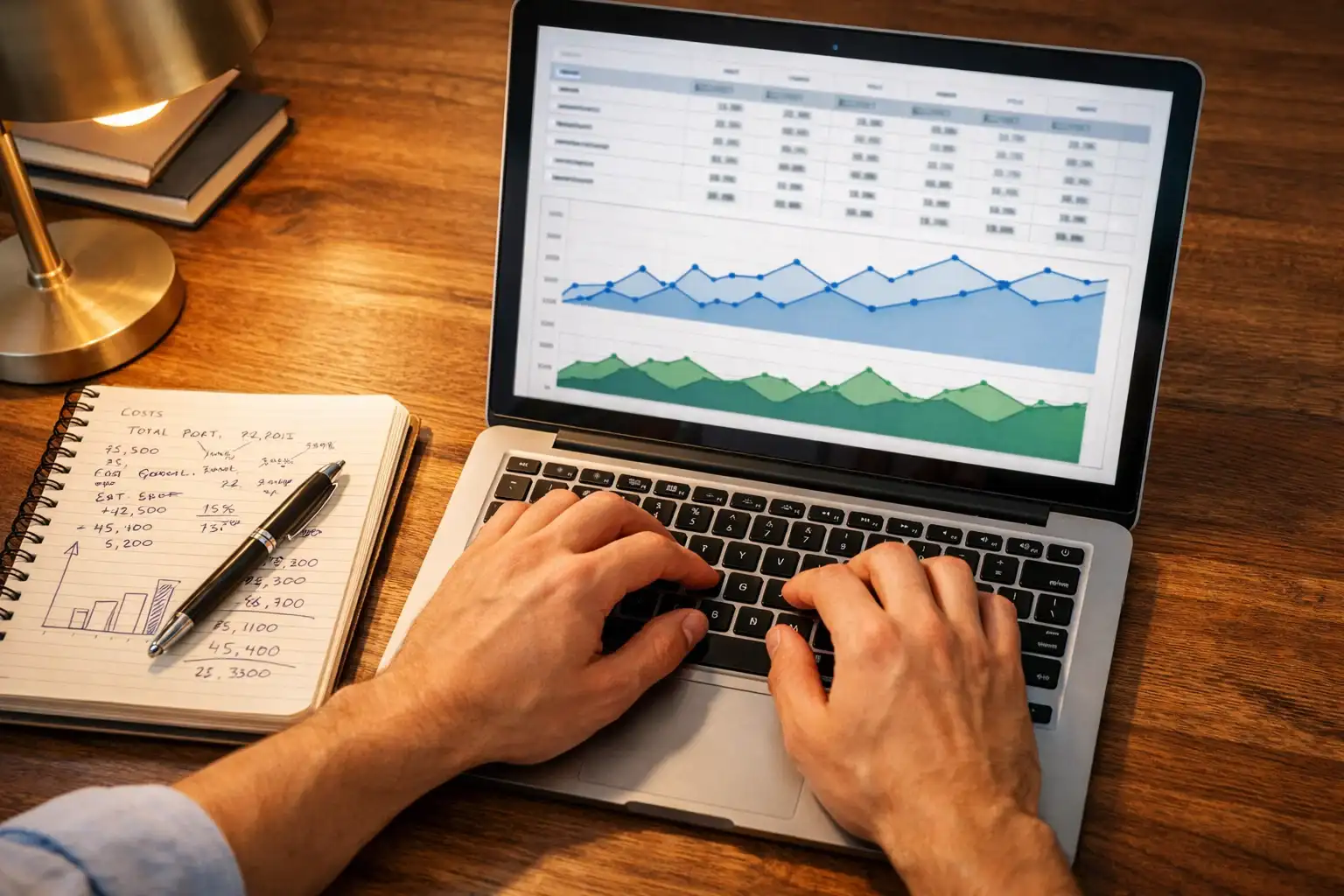 Person analysiert Wettquoten und Statistiken auf einem Laptop